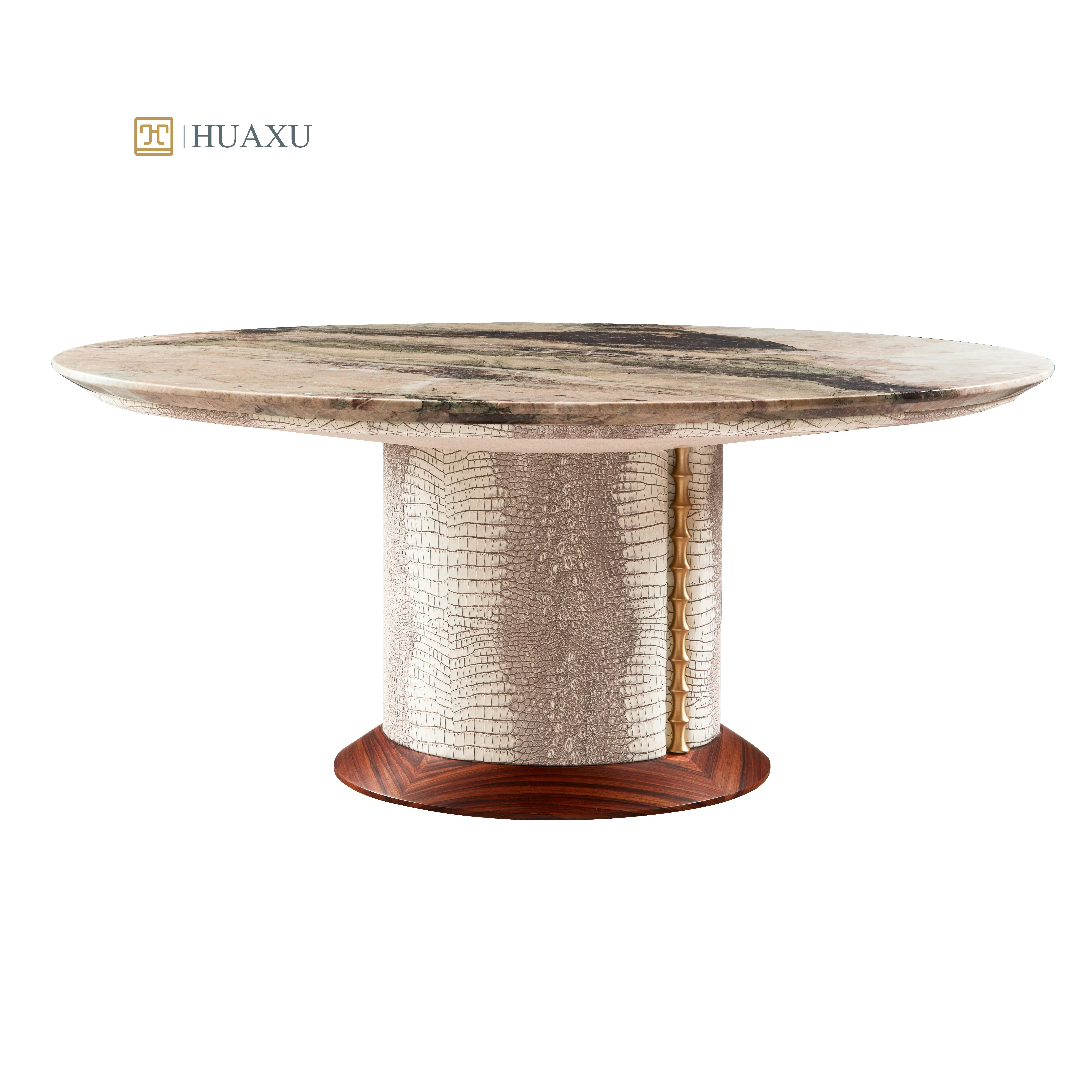 Huaxu豪華ブラジル工場卸売価格ハイエンドフォーシーズンパープル珪岩ビッグマーブルラウンドダイニングテーブル