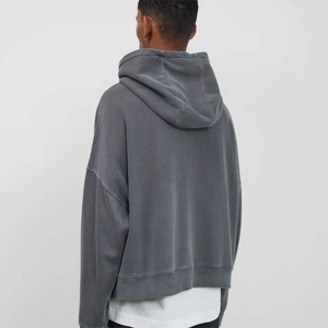 Pull à capuche gris foncé personnalisé en coton mélangé doux chaud polaire poche kangourou confortable tenue décontracté - Product Image 6