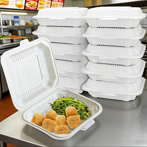 กล่องบรรจุอาหารจากแป้งข้าวโพดแบบย่อยสลายได้ 2 หรือ 3 ช่อง สำหรับขายส่ง กล่องอาหารกลางวันจากแป้งข้าวโพดแบบนำกลับบ้าน - Product Image 1