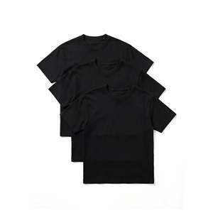 Camisetas Deportivas S32 100% Algodón Orgánico, Color Negro, Paquete de 3, Corte Estándar, Jersey Corto, Tejido Grueso de 280g/240g - Product Image 2
