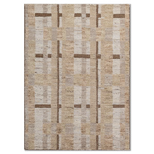 Alfombra de Lana Tejida a Mano Manifest Ivory Re-1607 con Patrón Geométrico Abstracto para Sala de Estar, Pasillo, Rectangular, Estilo Tabriz para Adolescentes - Product Image 1