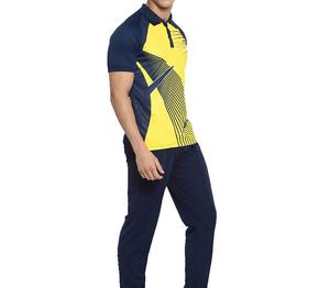 Conjunto Deportivo para Hombre, Camiseta Polo de Manga Corta Amarilla y Azul Marino con Pantalones a Juego, Ropa Deportiva de Secado Rápido para Entrenamiento Atlético - Product Image 4