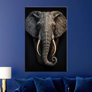 ผ้าใบคอตตอนหรูหรา: ภาพพิมพ์ศิลปะติดผนังรูปช้างเผ่าผ้าใบห่อ - Product Image 1