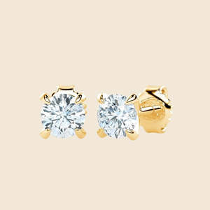 Boucles d'oreilles clous en or massif 14 carats avec diamants ronds de laboratoire 0,6 carat F+-VS pour usage quotidien, cadeau d'anniversaire - Product Image 1