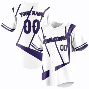 Camiseta de Béisbol con Logotipo Bordado Personalizado de Alta Calidad para Hombre, Transpirable, Diseño de Franjas Sublimadas OEM, Camiseta de Béisbol Estampada - Product Image 4