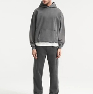 Sudadera con capucha de gran tamaño Vintage lavada con ácido, ropa de hombre con hombros caídos, Sudadera con capucha transpirable - Product Image 5