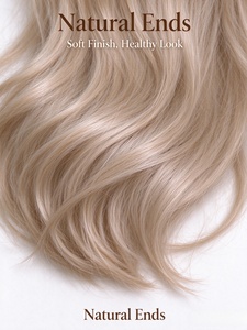 Perruque en fibres capillaires blondes froides, longue et ondulée, aspect cheveux naturels, ligne de cheveux naturelle, lisse et soyeuse, pour usage quotidien - Product Image 6