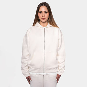 Sweat-shirt à capuche zippé pour femme grande taille de haute qualité, en coton doux, avec poche kangourou, streetwear - Product Image 1