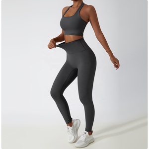 Outdoor Women's Sportswear Sports Bra and Legging Set 3 Piece Yoga Sets Fitness Women's Activewear Jacket Seamless Activewear - Product Image 2