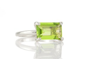 Anillos de piedras preciosas de Plata de Ley 925 sólida chapada en oro de 18 quilates Peridot verde Esmeralda corte facetado forma rectangular para bodas fiestas - Product Image 3