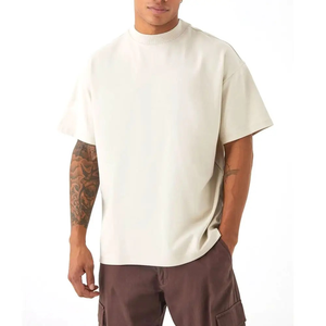 Camiseta extragrande superpesada con hombros caídos para hombre, camiseta tejida de algodón con cuello redondo, ajuste cuadrado antiarrugas, mejor precio - Product Image 1