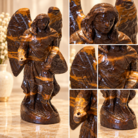 Sculpture d'ange guerrier en pierre, pierre précieuse polie, figurine décorative pour la maison, le bureau, l'étagère, collection de cadeaux