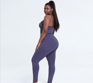 ชุดกีฬา2ชิ้นเอวสูงกันแรงกระแทกด้านหน้าชุดเล่นโยคะฟิตเนสวิ่งรัดรูปแห้งเร็ว - Product Image 2