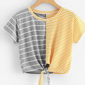 เสื้อครอปสตรีผ้าโพลีเอสเตอร์ผ้าฝ้ายแห้งเร็วและระบายอากาศได้แขนสั้นสีพื้นเป็นมิตรกับสิ่งแวดล้อมสำหรับฤดูร้อน - Product Image 3