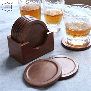 Premium Quality Handcrafted Brown Walnut <b>Wooden</b> Coasters <b>Set</b> Classic Style for <b>Tea</b> & Coffee Mats & Pads - Product Image 5