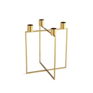 Milieu du siècle moderne Design classique or métal fil de fer anneau bougeoir 2 tailles pour la maison hôtel élégant bougie en métal - Product Image 2