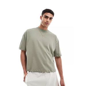 Col rond décontracté léger coton bio coupe ample t-shirts lavables en machine style surdimensionné t-shirts pour hommes vêtements quotidiens - Product Image 2