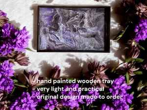 Bandeja de madera y resina epoxi DISEÑO DE geoda marrón y púrpura, bandeja de servicio, bandeja de TV, bandeja única, bandeja hecha a mano, - Product Image 6