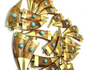 Collier tendance en corne pour femme, fait main, en corne de buffle, longue chaîne, provenance Inde - Product Image 4