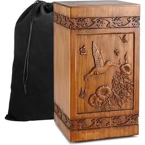 Urna de cremación de madera para cenizas de madera humana, caja decorativa, urnas funerarias para adultos, hombres y mujeres con bolsa de satén, entierro de la India - Product Image 2