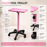 Chariot de rangement rose réglable pour salon de coiffure avec plateau et roulettes pour salon de beauté et barbier
