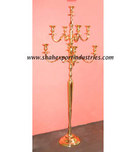 Silver Tall Wedding Candelabra With Flower Bowl for Wedding Centerpiece 9 Arms Floor Candelabra Stand for <b>Taper</b> <b>Candles</b> - Product Image 4