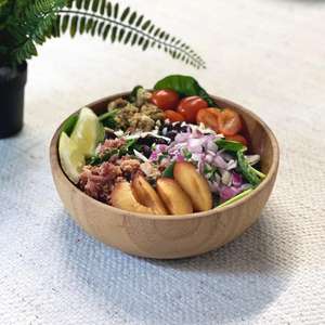 Elegante cuenco de madera Sheesham para servir para ensaladas, frutas, aperitivos, pan y comedor elegante - Product Image 6