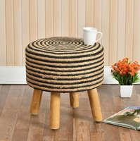 Pouf en jute fait main, tabouret bohème chic, décoration d'intérieur, accent texturé, tabouret en jute vintage, pour salon et chambre à coucher, pouf rond