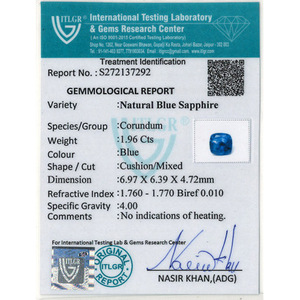 Zafiro Natural Azul Real Facetado de 1.96 Quilates, Piedra Preciosa Suelta (8mm X 10mm, Certificado IGI, Tratado Térmicamente y Pulido) - Product Image 4