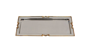 Erving Plateau avec poignées Plateau à manger pour pièce maîtresse de comptoir Rectangulaire Gris Or Bord - Product Image 2