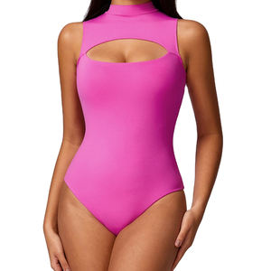 Body Moldeador Hueco de Cintura Alta para Mujer, Sexy, para Club, Control de Abdomen, Espalda Cruzada, Halter, Sin Mangas, de Secado Rápido y Transpirable - Product Image 1