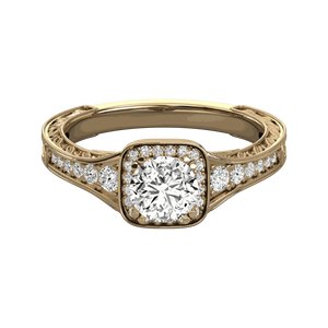 Round Diamond Prong <b>Set</b> <b>Square</b> Halo Engagement Ring - Product Image 3