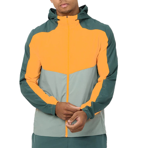 Chaqueta Cortavientos Personalizada Unisex, Ajustada, Larga, de Invierno, con Parches, Impermeable, Cortavientos, de Nailon Elástico en 4 Direcciones, con Capucha y Cremallera Completa, para Gimnasio - Product Image 1