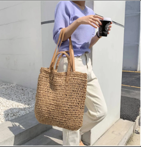 Bolso de Paja Tejido a Mano, Grande, Mágico, de Ganchillo, Bolso de Paja Tejido a Mano, Bolsos de Playa de Macramé, Directo del Proveedor Indio - Product Image 2