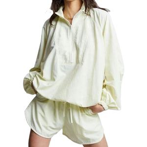 2024 nuevo estilo conjuntos cortos para mujer de dos piezas de poliéster de manga larga y pantalones cortos conjunto cortavientos conjuntos a juego para mujer - Product Image 1