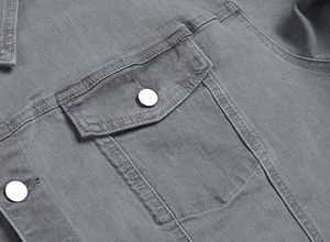 Chaqueta Vaquera Informal y Formal para Mujer, Color Gris Claro, Estilo Urbano, Bordado de Camuflaje, 100% Algodón, Abotonada, Prenda Exterior de Invierno Acolchada - Product Image 6