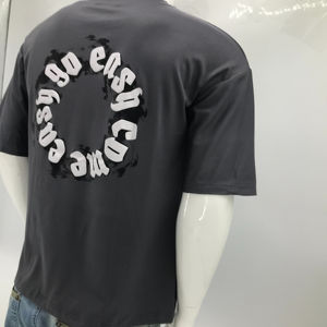 Long T-shirt tricoté 100% coton personnalisé pour hommes avec lettrage imprimé respirant de haute qualité - Product Image 6