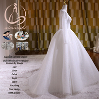 Dezentes Ballkleid Hochzeitskleid mit Hohem Kragen, Spitze, Langen Ärmeln, Funkelndem Tüll, Übergröße Brautkleid, Maßanfertigung Großhandel Fabrik