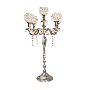 Candélabres en gouttes de cristal suspendues avec boules de cristal, fournitures de mariage et de fête, centre de table haut en argent pour S - Product Image 1