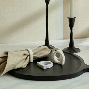 Ensemble de porte-serviettes ronds en marbre blanc naturel, faits à la main, en pierre solide, accessoire de table à manger, porte-serviettes de luxe pour hôtel, restaurant - Product Image 5