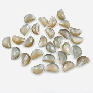 Piedra lunar gris en forma de D media luna semicircular piedras preciosas cuentas sueltas cuentas facetadas para joyería collar pulsera pendientes DIY - Product Image 4