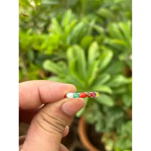 Anillo Navratan de Plata 925 con Piedra Natural, Bañado en Rodio, Engaste de Bisel, Joyería Fina para Uso Diario, Patrón Número de Boda - Product Image 3