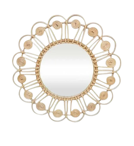 Hogar decorativo diseño único borde hecho a mano diseño moderno espejo de pared de ratán Natural Color personalizado pared decorativa hogar - Product Image 6