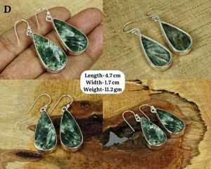 Pendientes de serafinita verde en plata de ley 925 Natural May Birthstone joyería regalo para ella hecho a mano - Product Image 2