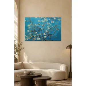 Impression sur toile Fida Van Gogh Fleurs d'amande sur fond turquoise - Product Image 2