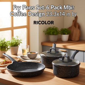 Fry Pans Set-6 Pack Marble Coffee Design 23.3x14 Inch by RICOLOR - Product Image 3