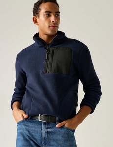 Chaqueta de Forro Polar Sherpa Personalizada para Hombre, Sudadera de Lana con Media Cremallera, Transpirable, 180g, con Bolsillo de Parche para Otoño e Invierno - Product Image 1