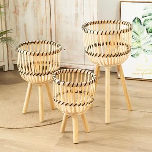 Elegant Rattan and Iron Planter <b>Pot</b> Display Rack for Home Indoor and Outdoor Use Floor Usage <b>Plant</b> Stand for Planting - Product Image 2