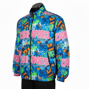Veste coupe-vent en polyester de qualité supérieure 150 GSM Impression par sublimation multicolore vibrante avec logo personnalisé Veste coupe-vent pour homme - Product Image 3