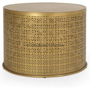 Marco de soporte de color dorado para Centro y mesa auxiliar de metal de diseño elegante con forma redonda de color blanco Villa de mármol y uso de hotel - Product Image 2